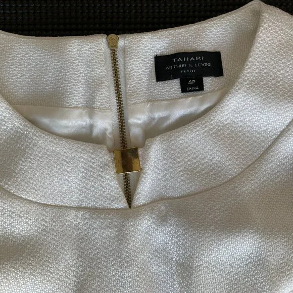 NWT 4P White Tahari Dress with Gold Accents - Picture 2 of 4